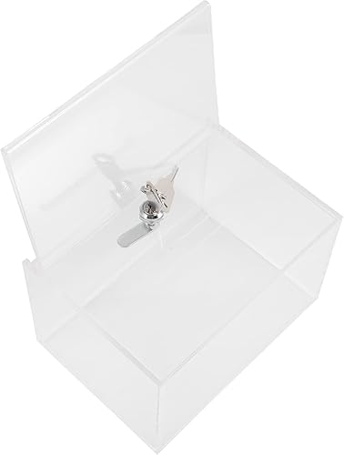 GANAZONO Caja de donación transparente con candado, caja de sugerencia, caja de sugerencia, caja de comentarios, almacenamiento de cartas de queja,