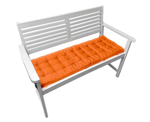 Brandsseller Bankauflage 140x40x4 cm – Sitzkissen für Gartenbank & Essbank – wasserabweisend, pflegeleicht & weich gepolstert für drinnen & draußen - Orange
