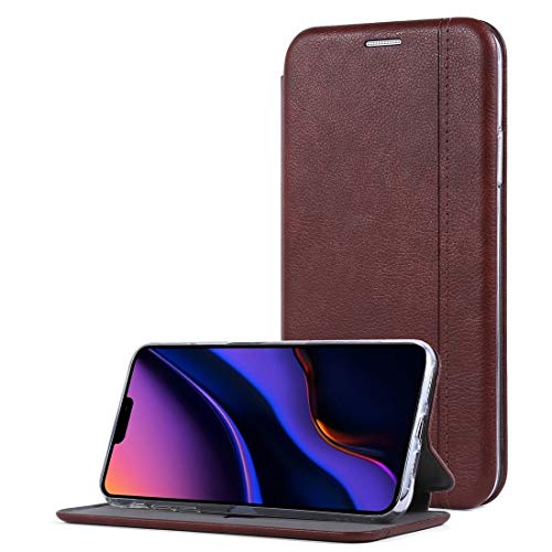 Étui à rabat horizontal pour iPhone 11 Pro Max marron foncé avec porte-cartes
