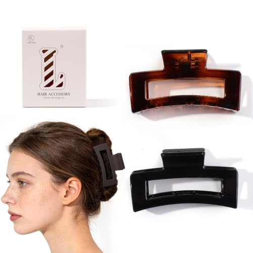2 Hair Claw Clips for Women，Big Square Summer Cute Clip for Thick Thin Hair