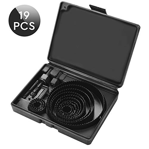 Lochsäge Set, TRUSTTO 19 tlg Lochsäge Kit mit 14 Sägeblättern 19mm-127mm,Lochbohrer Set,2 Bohrer,1 Montageplatte,1 Inbusschlüssel,ideal für Bohren auf Weiches Holz,PVC-Platte und Plastikplatte
