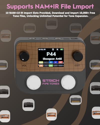 Image of STRICH Pipe Tones Pocket Multi-Effects Processor for Guitar and Bass with 10 Effect Modules 125 Effects 40s Looper 100 Drum Patterns USB Audio Interface Wireless Control (Dark Gray)