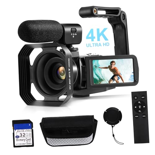 Caméra vidéo numérique HD à écran tactile avec stabilisateur et carte vlogging