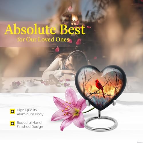 Image of Cardinal Bird Urn - Keepsake Urn for Human Ashes Adult Female Mom - Burial Urns - Small Funeral Urns for Human Ashes Adult Women - 3 Inch