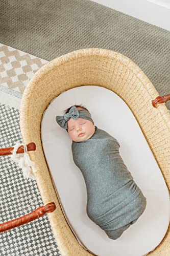 Image of Copper Pearl Swaddle Blankets for Newborns | Soft Stretchy Receiving Blankets for Boys and Girls | Large 46 x 46 Inch Baby Blankets | Lightweight and Breathable Swaddles | Slate