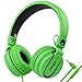 RockPapa Stereo Adjustable Foldable Headphones Lightweight Headband Headsets with Microphone 3.5mm for Cellphones Smartphones iPhone Tablets Laptop Computer Mp3/4 DVD (Black/Green)