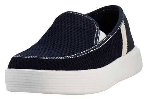 Image of Hey Dude Women's Sunapee Slip on Sneakers, Mesh Stripe Navy, 10