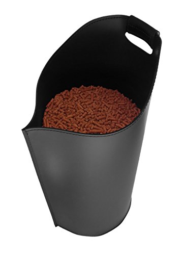 SAPEL: Cesta, Contenedor de pellets en cuero color color Negro.