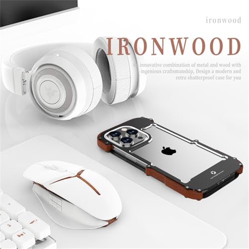 Funda iPhone 16 Pro Max de metal y madera que no bloquea la señal 2