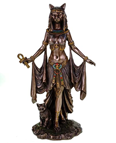 Véronese Figurine de la déesse égyptienne Bastet, 26 cm, thème de l’Égypte et de Pharaon, bronzé