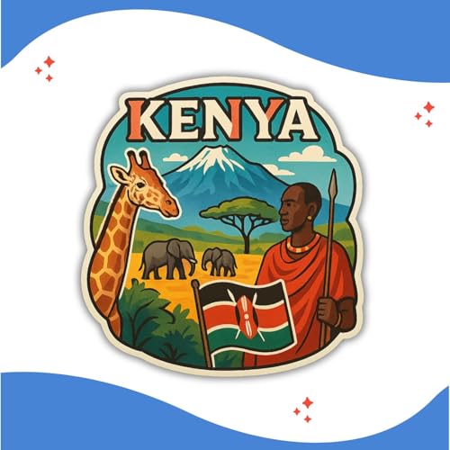 Image of Zesta Wooden Fridge Magnets Set | Refrigerator Decor Magnets for Kitchen | India Souvenir Fridge Magnet Collection | Wooden Magnet for Fridge Door Decoration (Kenya)