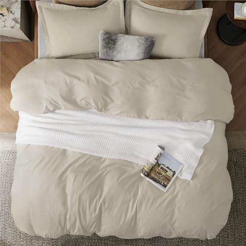 Image of Bedsure Duvet Cover Oversized King Size - Only Includes 1 Duvet Cover (120 inchx98 inch), Hotel Luxury Soft Double Brushed All Season Bedding, Zipper Closure, Linen (No Comforter, No Pillow Shams)