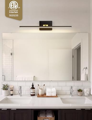 Image of VOLISUN Modern Bathroom Vanity Light 31.5 inch, Rotatable, 18W Dimmable 5CCT Led Bathroom Light Fixture Over Mirror, Black Gold Bar Vanity Light for Bathroom Mirror Cabinets-ETL Certificated