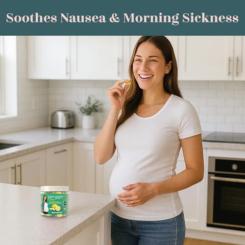 Image of Three Lollies Preggie Drops Pregnancy Nausea Relief Drops with Vitamin B6 and Essential Oils, Morning Sickness and Queasy Stomach Support for Pregnant Women, Sour Lemon, 100 Count