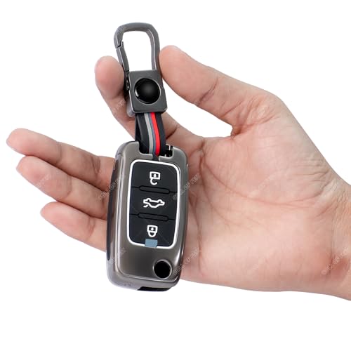 Image of Coll of Fest Premium Metal Silicon Key Cover Compatible with Skoda & Volkswagen - Polo | Vento | Jetta | Ameo | Passat | Rapid | Laura | Superb | Octavia | Fabia | Yeti 3 Button Flip Key