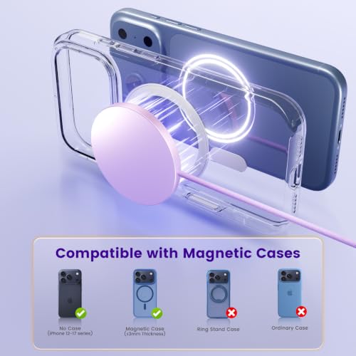 Image of MagSafe 25W Wireless Charger for Apple Magnetic Fast Charging Pad | Compatible for iPhone 17 17e 16 16e 15 14 13 12 Pro Max - AirPods-Slim Portable for Travel Bedside - 2 Pack, Light Violet