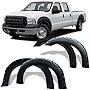 LEDKINGDOMUS Fender Flares Kit Compatible for 1999-2007 Ford F-250 / F-350 / F-450 Super Duty, UV Protected Dura-Flex Material Textured Matte Black Finish Front Rear Fenders Pocket Rivet Style 4pcs