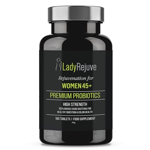 LadyRejuve Premium Probiotics for Women 45+ – 10 Billion CFU – Supports Digestive & Menopausal Health – 180 Vegan Tablets – Made in UK