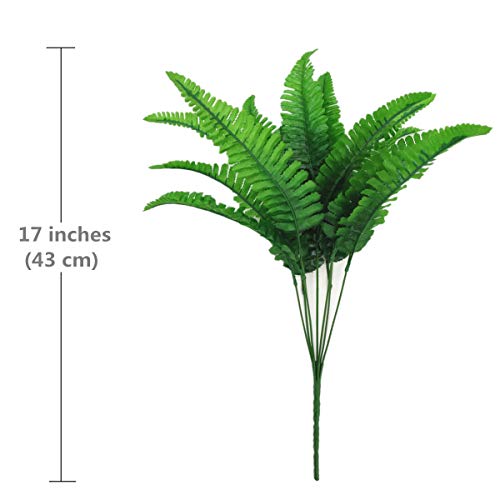 CATTREE Artificial Plants, Fake Persian Grass Plastic Plants Fern Leaves Shrubs Wedding Indoor Outdoor Home Garden Verandah Kitchen Office Table Centerpieces Arrangements Christmas Decoration 4 Pack