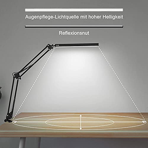 Liraip LED Schreibtischlampe, 14W Architektenlampe,Verstellbarem Arm Faltbar,5V/2A USB-Kabel,Stufenloses Dimmen… – Bild 5