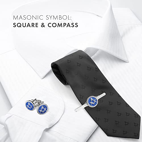 Boutons de manchette franc-maçon homme équerre compas argenté - 5