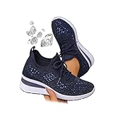 Baskets en maille étincelante pour femme : chaussures de tennis à strass avec tige tricotée respirante pour un confort pendant de longues heures, le design du talon compensé offre une hauteur supplémentaire sans compromettre la stabilité