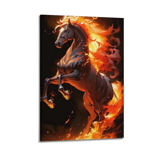 Peinture moderne cheval de feu art mural décoration maison toile 20 x 30 cm