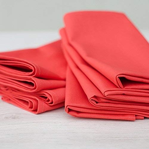 Linenme X12 Plain Cotton Napkins, 18 X 18, Coral #TOP3