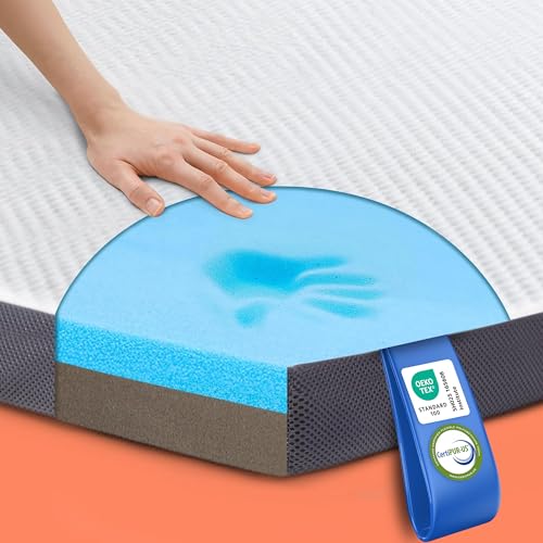 MKS 2-in-1 Gel Topper – Gelschaum Topper 90x200cm mit H3 & H4, 5-Schichten-Komfort, Druckentlastung & Mesh-Seiten – Wende-Matratzentopper für Seiten-, Rücken- & Bauchschläfer