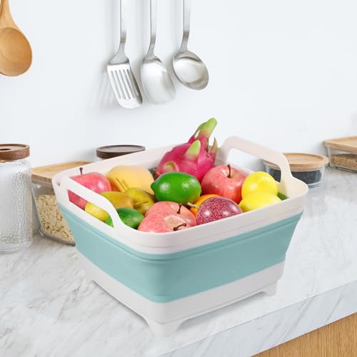2 Pack Dishpan for Washing Dishes, 2.4Gal/9L Wash Basin with Draining Plug Carry Handles, Collapsible Bucket for Cleaning, Portable Sink, Foldable Plastic Tub by Tiawudi - Image 8