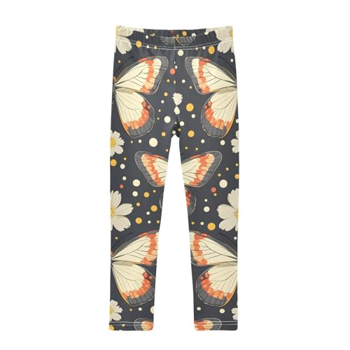 Butterflies Daisies Dots Girls Leggings Soft Stretch Workout Yoga Dance Pants for Kids Casual Tights