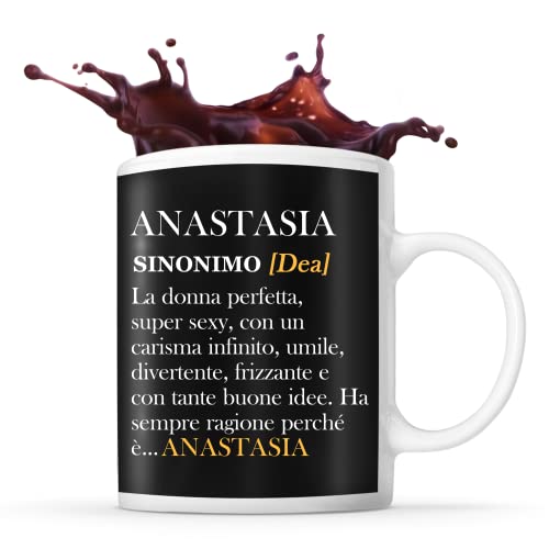 Planetee Tazza Anastasia Definizione | Tazza Ceramica Nome Messaggio Divertente Originale Idee Regali Anniversario Natale Valentino Donna Ragazzi Madri sorelle amiche colleghe mogli