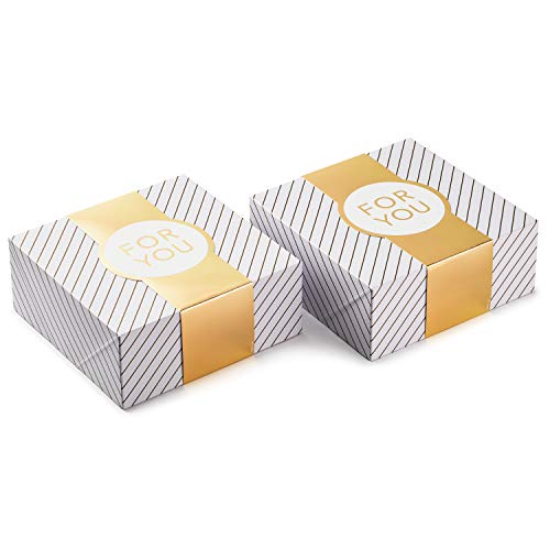 Hallmark 10" Large Gift Boxes With Wrap Bands (2-Pack: White And Gold, For You") For Weddings, Graduations, Valentine's Day, Christmas, Hanukkah, Birthdays #TOP3