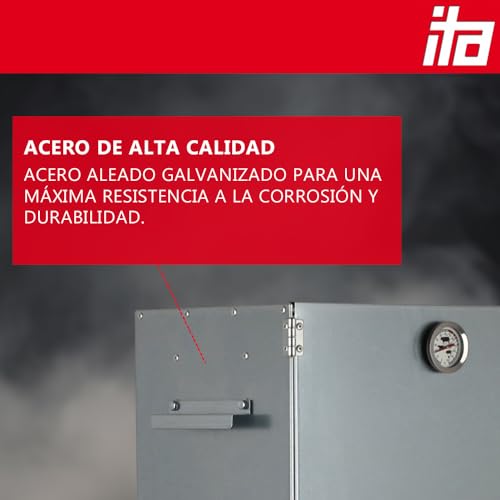Miniatura 4 de Ita Ahumador Electrico 7001 81x30x40 Cm De Acero Inoxidable Con Termómetro - Resistente A La Corrosión, Duradero - Ahumadero Premium Para Carne, Pescado, Queso, Salchichas