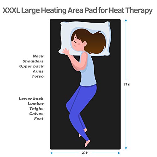 UTK Full Body Size Infrared Heating Pad for Pain Relief, Ultra Soft Heating Mat, EMF Free,Gentle Healing Pain,Smart Controller with Memory Function,Super Large [71\"x32\"] - Thumbnail 2