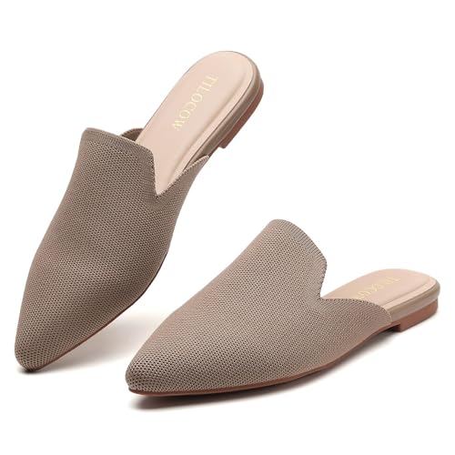 Image of Tilocow Knit Mules Office Slip on Loafers Business Casual Flats for Women