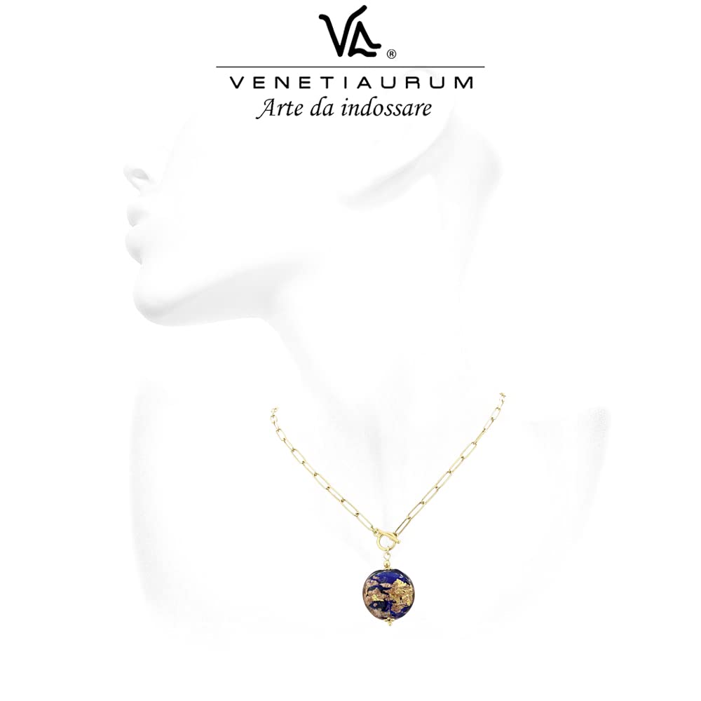 Venetiaurum - Collier pour Femme avec Pendentif en Verre de Murano Original et Argent 925 - Bijou Certifié Made In Italy
