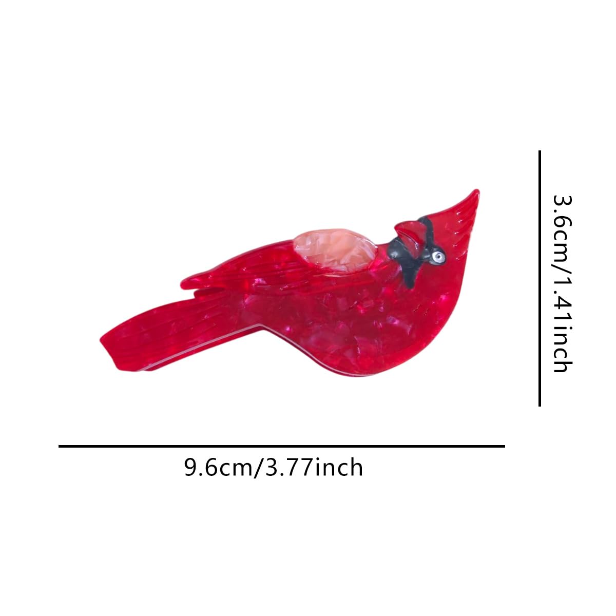 Red Cardinal Claw Clips,Cellulose Acetate Hair Clips,Big Bird Claw Clips for Women