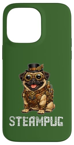 Steampunk Pug Dog Steampug �L���[�g�ȃX�`�[���p���N�E�p�O�� ���g�����B���e�[�W�E�X�`�[���p�O �X�}�z�P�[�X iPhone 14 Pro Max �p