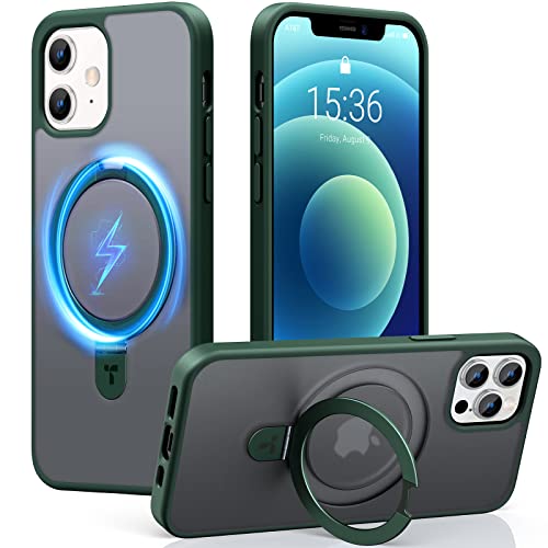 TORRAS Magnetic UPRO Ostand Designed for iPhone 12 Case& iPhone 12 Pro Case, Compatible with Magsafe, iPhone 12 Phone Case with Stand, MIL-Grade Shockproof Back Slim Protective 12 Pro Phone Case,Green