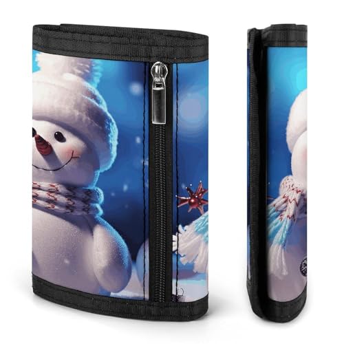 Merry Christmas Snowman Trifold Wallet, Card Cases And Money Oganizer Thin Stylish Mini Coin Bag with Zipper Coin Pocket Credit for Men And Women3