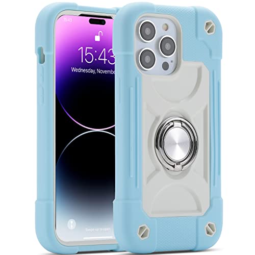 Image of MARKILL Compatible with iPhone with Built-in 360Rotating Ring Stand, Military Grade Drop Protection Full Body Rugged Heavy Duty Case Durable Cover (Ice Blue, iPhone 14 Pro Max 6.7 inch)