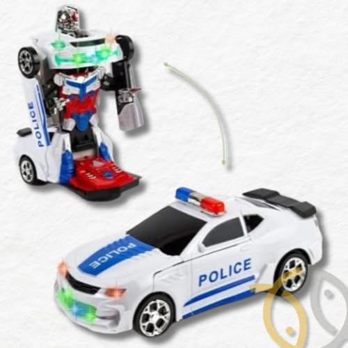Carrinho de Polícia que Vira Robô - Brinquedo Infantil com Luzes e Música Divertida