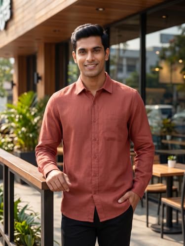 Image of Men's Regular Fit 100% Cotton Solid Casual Shirt