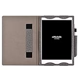 KuRoKo Premium PU Leather Case Cover with Hand Strap, Pen Holder for Remarkable Digital Paper (Grey)
