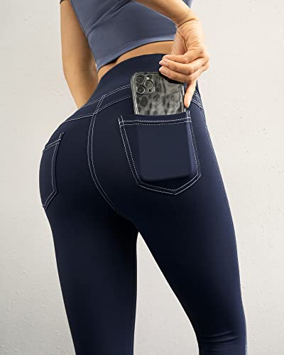 G4Free Womens Jean Legging High Waist Jeggings With Pockets Workout Leggings (Navy Blue-1,Xxl) #TOP1