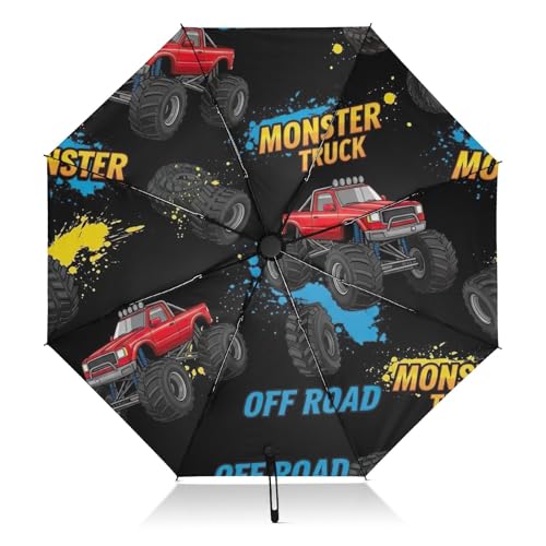 Parapluie de voyage Monster Trucks GAIREG compact et coupe-vent automatique