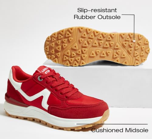 Image of LUCKY STEP Women's Retro Fashion Casual Sneakers | Platform Classic Trendy Trainning Anti-Slip Tennis Travel Walking Shoes