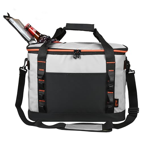 48 Cans Beach Cooler Bags, Large Collapsible Leakproof Soft Camping Coolers, Portable Insulated Beach Cooler Bags with Heavy-Duty Handles for Picnic, Beach, Camping