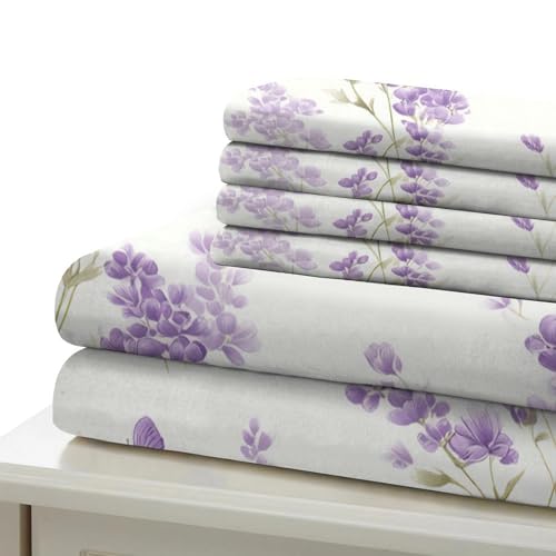 Housse de couette lavande hypoallergénique en microfibre douce